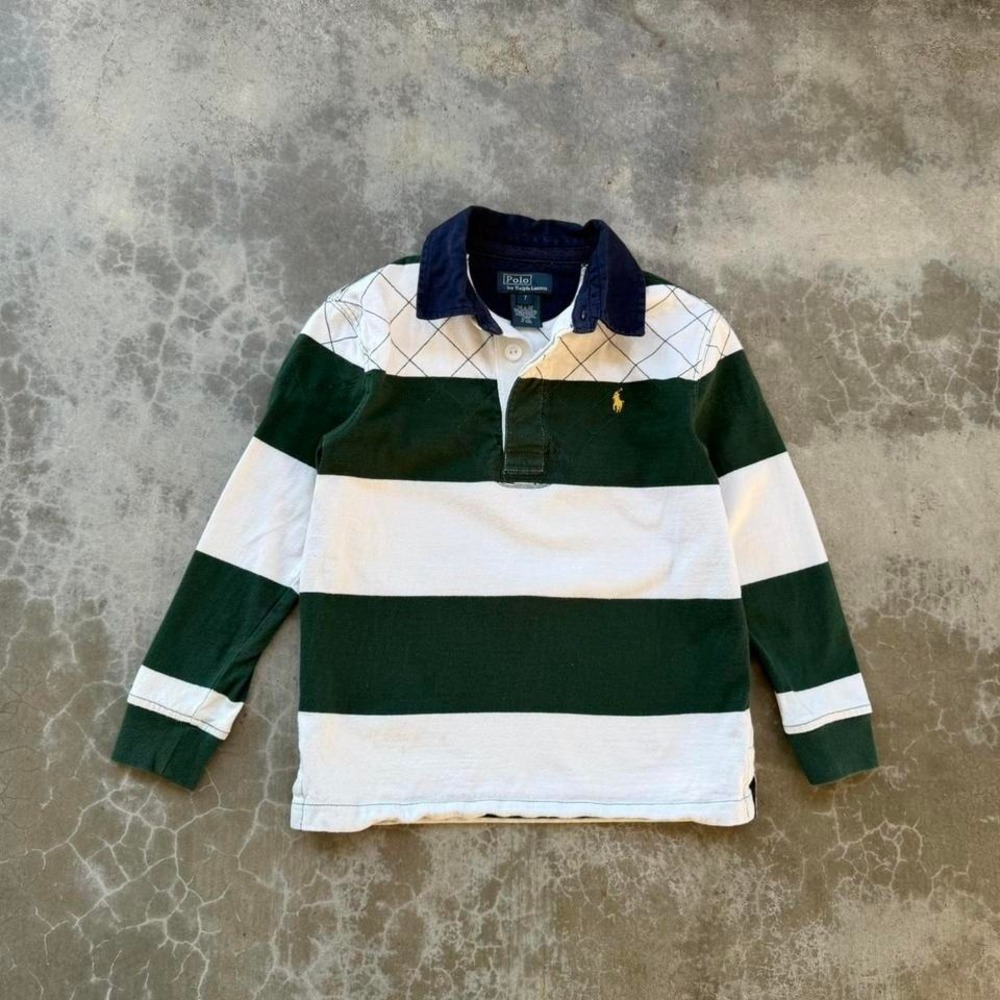 Vintage 90's Baby kids Newborn Youth Rugby Polo Ralph Lauren  Striped Shirt 7